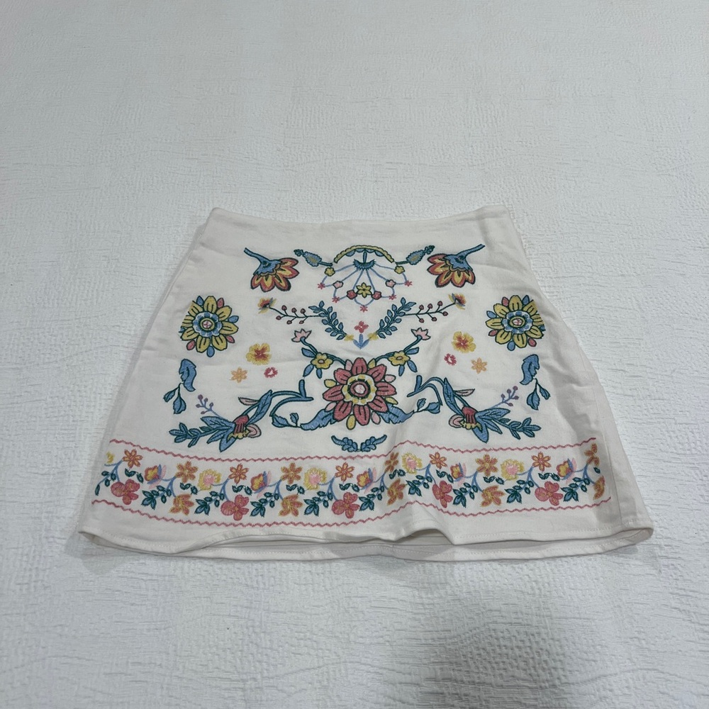 Multicolored Embellished Mini A-line Skirt